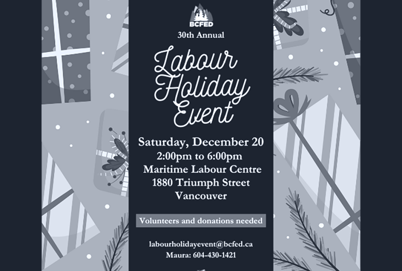 Labour Holiday Event - Saturday, Dec. 20 / 2–6 pm